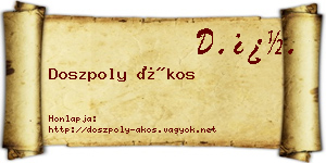 Doszpoly Ákos névjegykártya